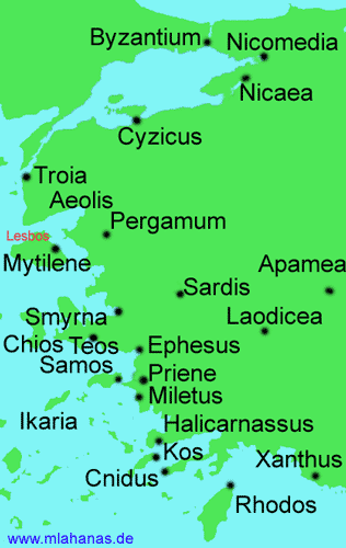 ancient map of asia minor. Halicarnassus