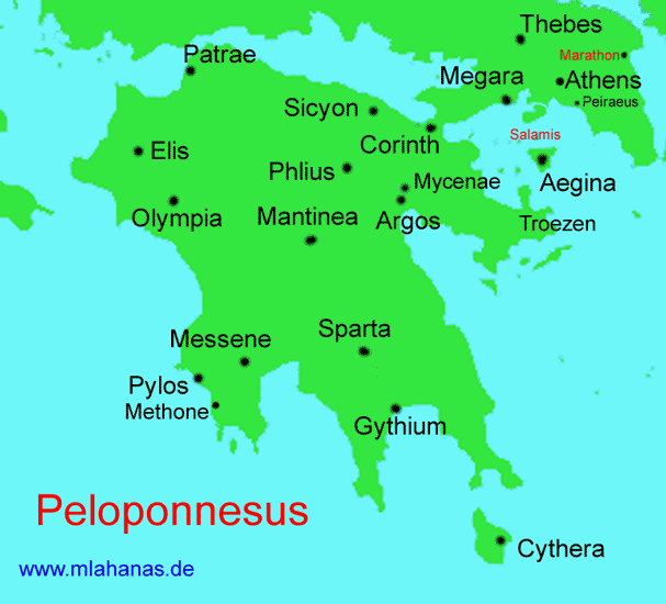 Lacedaemeon , otherwise known as Sparta, is located on the southern ...