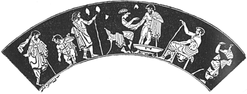 Fig. 5.
A GREEK CLINIC OF ABOUT 480-470 B. C. From a vase-painting.